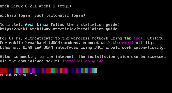 Imagen de shell de instalación Arch Linux